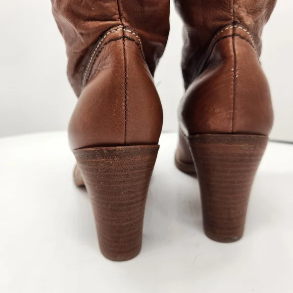 Coach boots women's 8.5B brown cognac leather knee high Meredith Q095 Made Italy - Picture 11 of 16